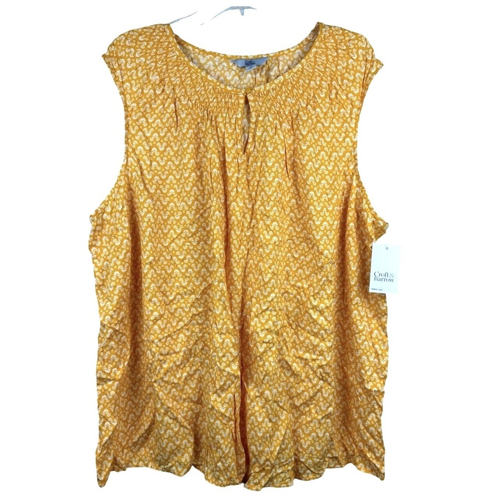 NWT‎ Croft & Barrow Women's 3X Yellow / White Floral Tank Top Shirt
